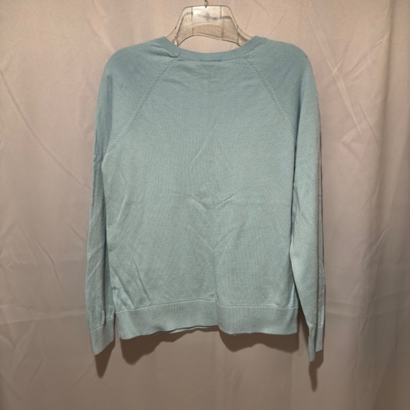 Womens Light Blue Crew Neck Sweater Fine Knit Cotton White Birds Size M 2/$40 - Picture 3 of 4